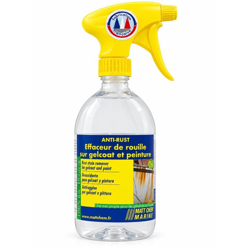 Effaceur de rouille sur gelcoat et peinture Anti-Rust – bidon 500 ml – Matt Chem
