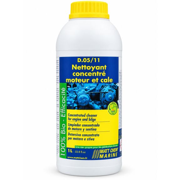 Nettoyant concentré cale et moteurs D.05/11 – 1 litre – dispersant hydrocarbures en phase aqueuse – Matt Chem