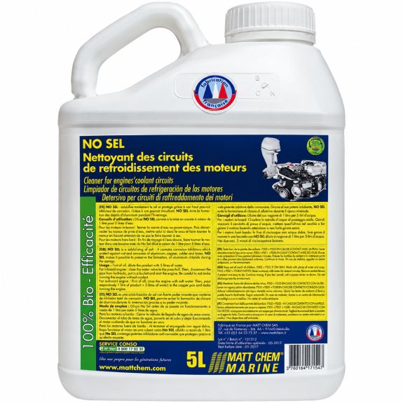 Nettoyant concentré circuits de refroidissement No Sel – 5 litres – solubilise le sel – inhibiteur de corrosion – Matt Chem