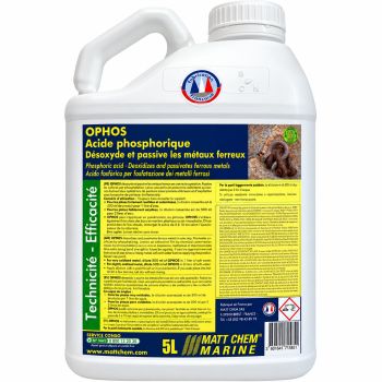 Acide phosphorique en solution Ophos – 5 litres – désoxydation et passivation métaux ferreux – – Matt Chem