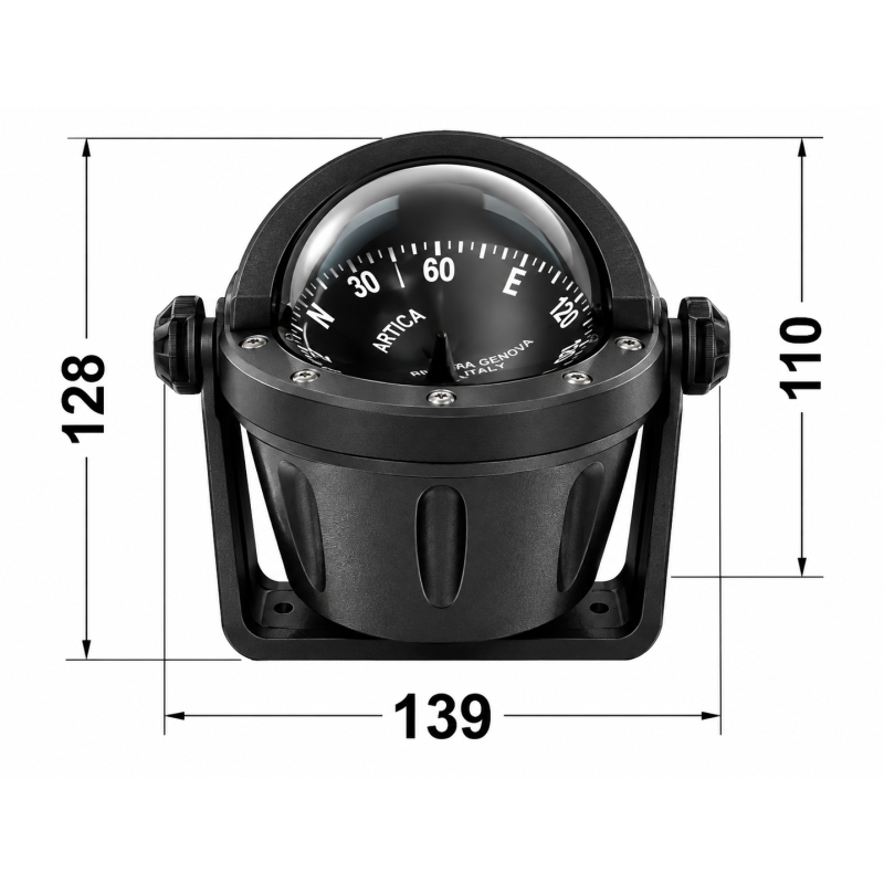 Compas Vega BA2 2"3/4 sur étrier - boîtier noir, rose noire - RIVIERA