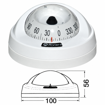 Compas Aries 2"1/2  boîtier et base blancs, rose blanche - RIVIERA 2