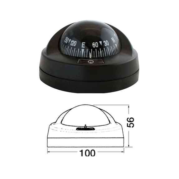 Compas Aries 2"1/2 à baïonnette boîtier et base noirs, rose noire - RIVIERA