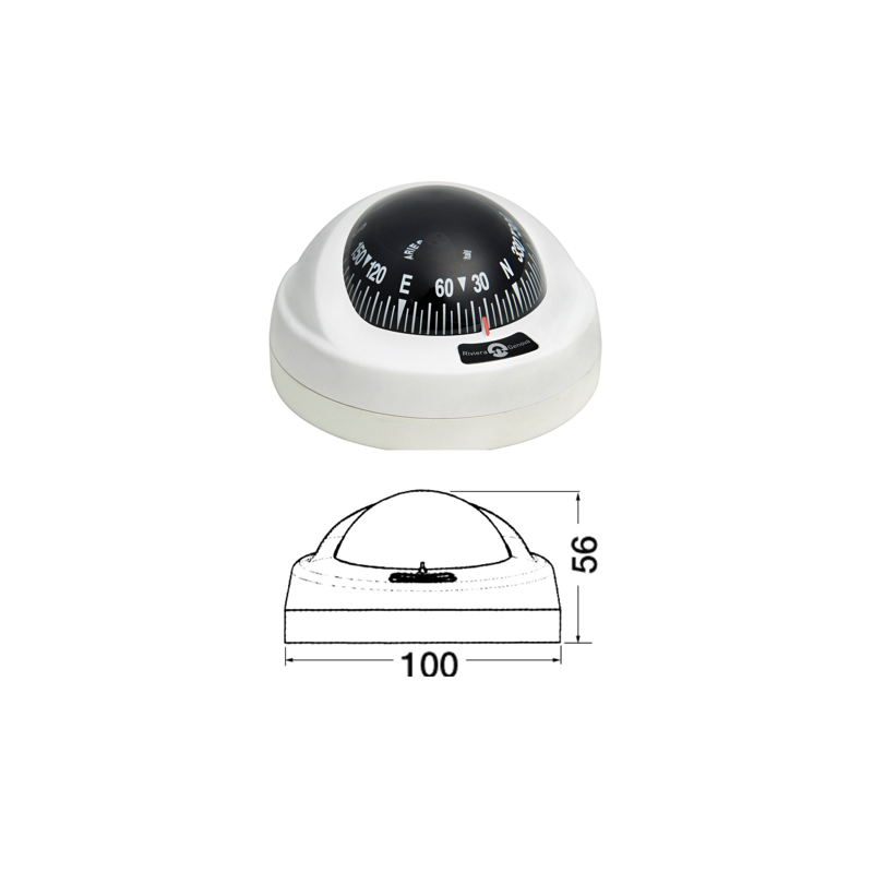 Compas Aries 2"1/2 boîtier et base blancs, rose noire - RIVIERA