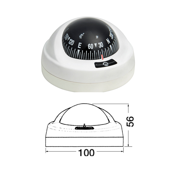 Compas Aries 2"1/2 boîtier et base blancs, rose noire - RIVIERA