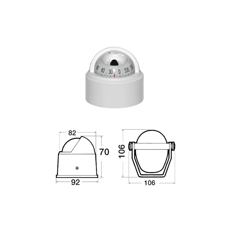 Compas Stella BS1 2"1/2, boîtier blanc, rose blanche - RIVIERA