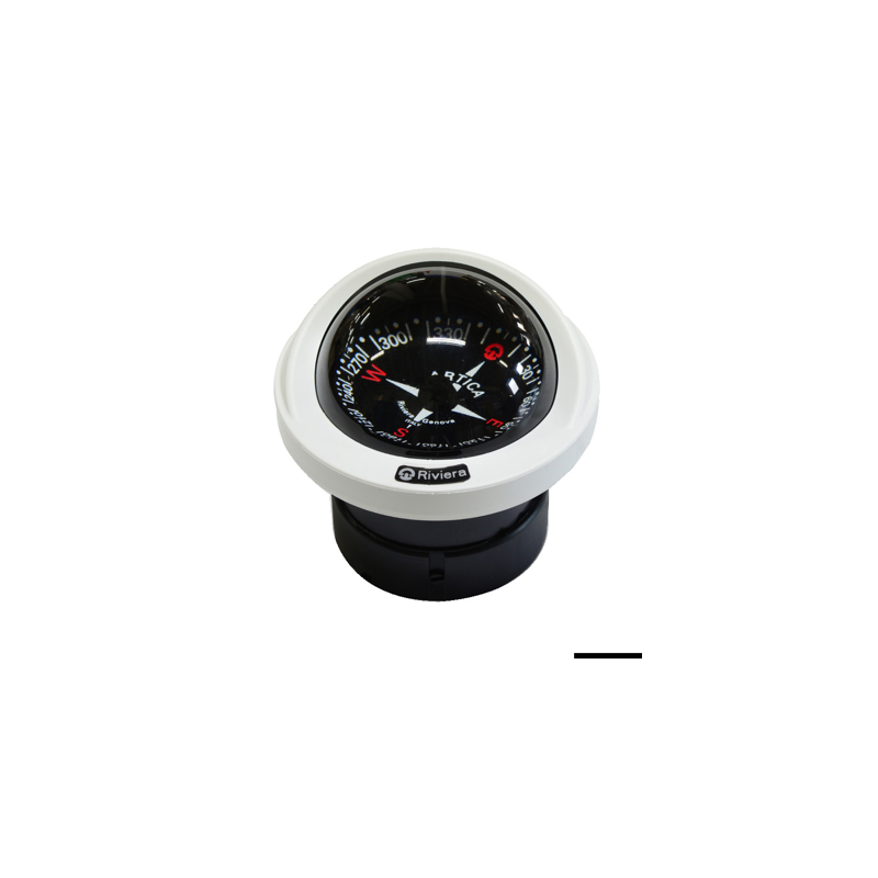 Compas encastré Artica Slim 2"3/4, éclairé 12 V, boîtier blanc, rose noire - RIVIERA