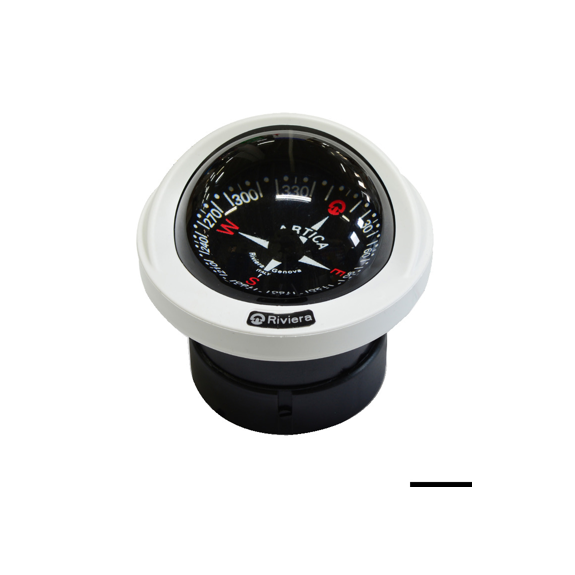 Compas encastré Artica Slim 2"3/4, éclairé 12 V, boîtier blanc, rose noire - RIVIERA