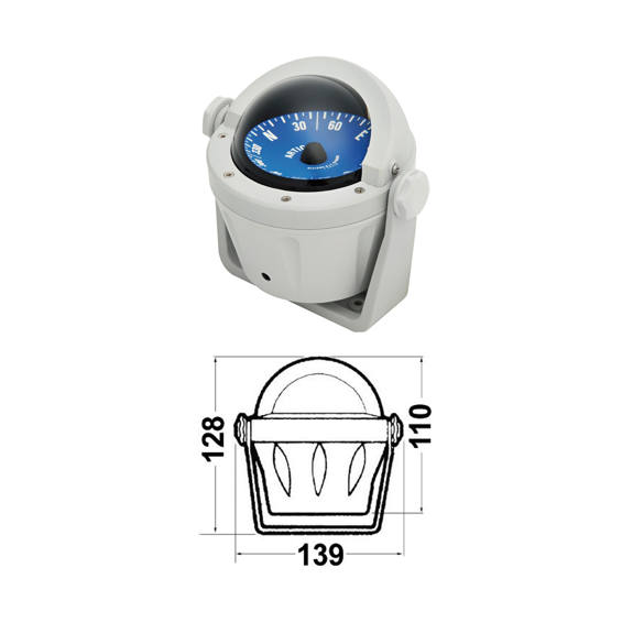 Compas Vega BA2 2"3/4 sur étrier, éclairé 12 V boîtier gris, rose bleue - RIVIERA