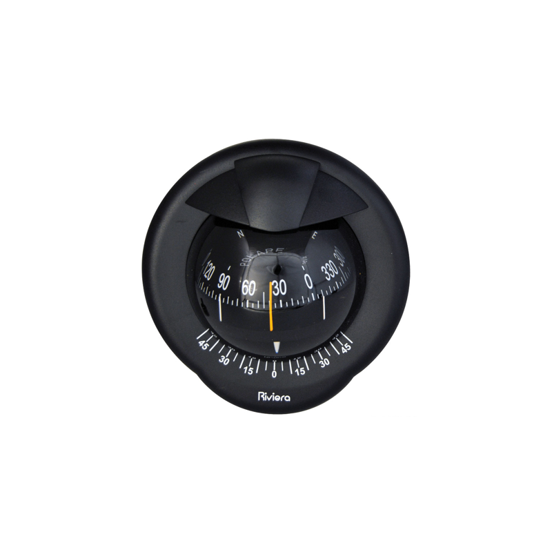 Compas de cloison Polare 3" avec inclinomètre, éclairé 12 V, boîtier noir, rose noire - RIVIERA