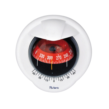 Compas de cloison Polare 3" avec inclinomètre, éclairé 12 V, boîtier blanc, rose rouge - RIVIERA