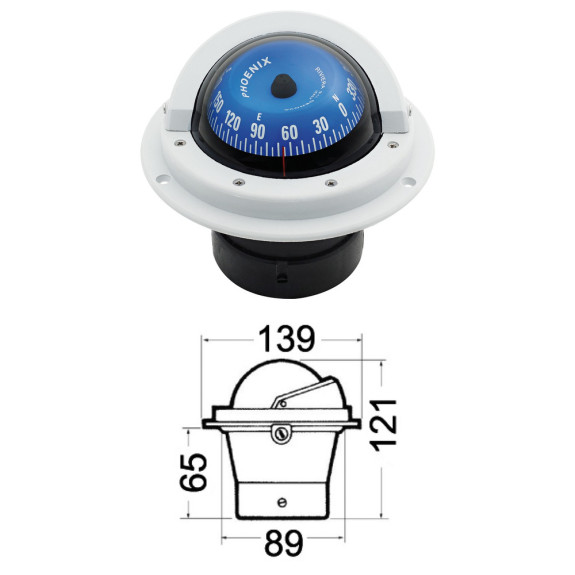 Compas encastré Zenith BH1/AVB 3" haute vitesse, boîtier blanc, rose bleue - RIVIERA