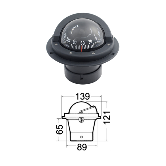 Compas encastré Zenith BH1/AV 3" haute vitesse, boîtier noir, rose noire - RIVIERA
