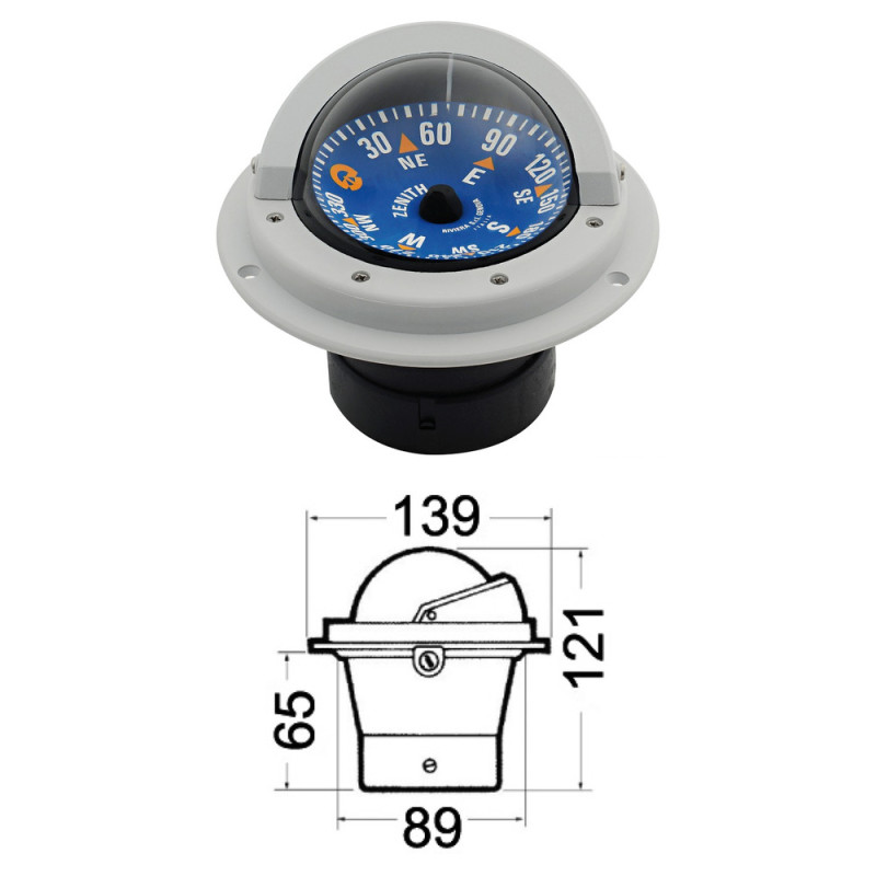 Compas encastré Zenith BZ1/AVG 3" haute vitesse lecture verticale, boîtier gris, rose bleue - RIVIERA