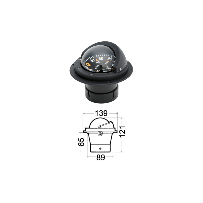 Compas encastré Zenith BZ1 3" standard, lecture verticale, boîtier noir, rose noire - RIVIERA
