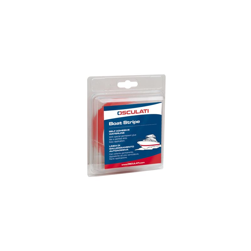 Bande adhésive de ligne de flottaison rouge à trois filets, largeur 19 mm, rouleau de 10 m