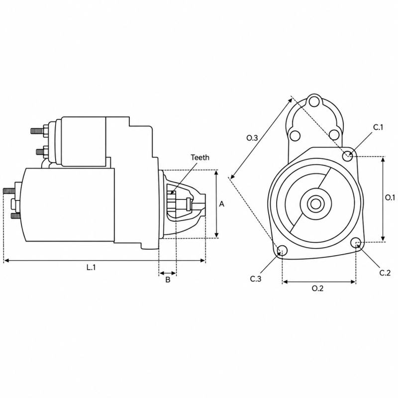Démarreur 12V 2,8 kW pour Perkins, Ford, Massey Ferguson, Case, New Holland, JCB