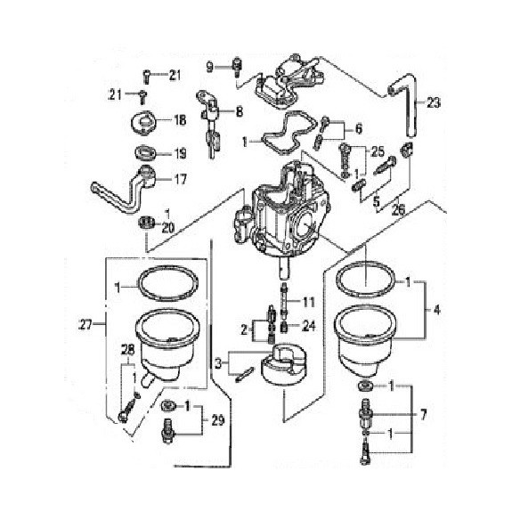Carburateur Honda BF2.3 D4, D6 et DK2