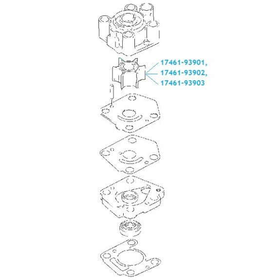Turbine pour SUZUKI DF9.9/DT9.9/DT15/DT15C/DF15 et JOHNSON 9.9 et 15 CV 4 temps 