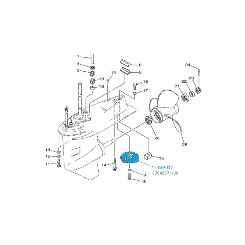 Anode dérive  Aluminium Yamaha  F25-40-50-60
