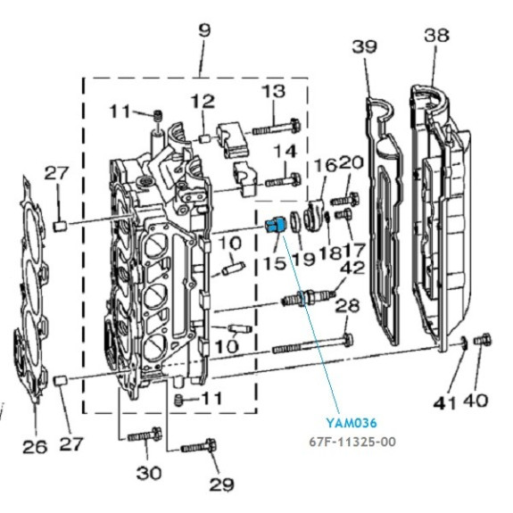 Anode bougie zinc Yamaha  80 à 300 cv ( jusqu'à 2005)