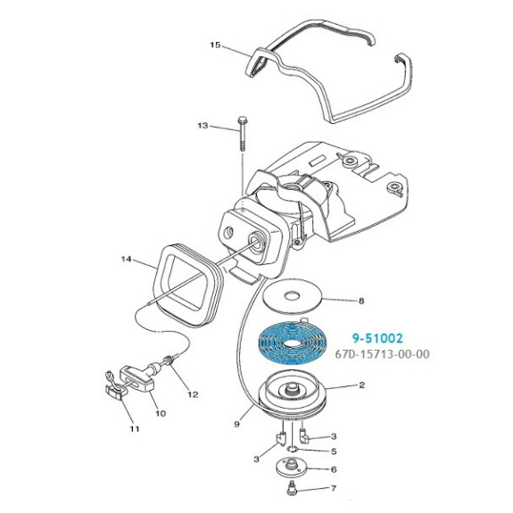 Ressort de lanceur pour hors bord Yamaha de 2.5 à 6 cv
