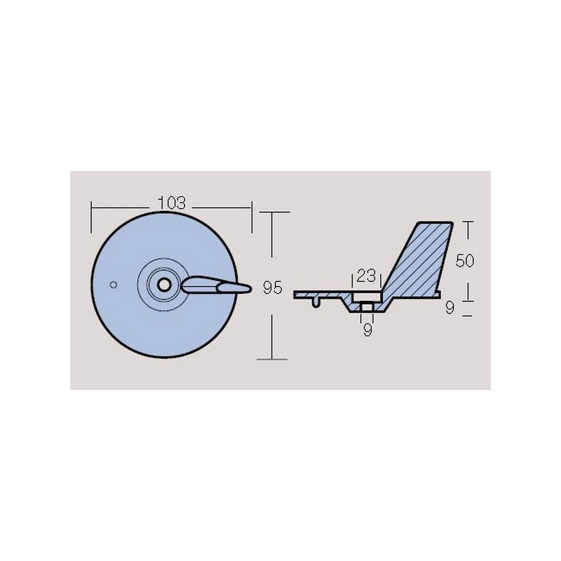 Anode alu Honda Queue De Carpe 95 mm pour BF20...