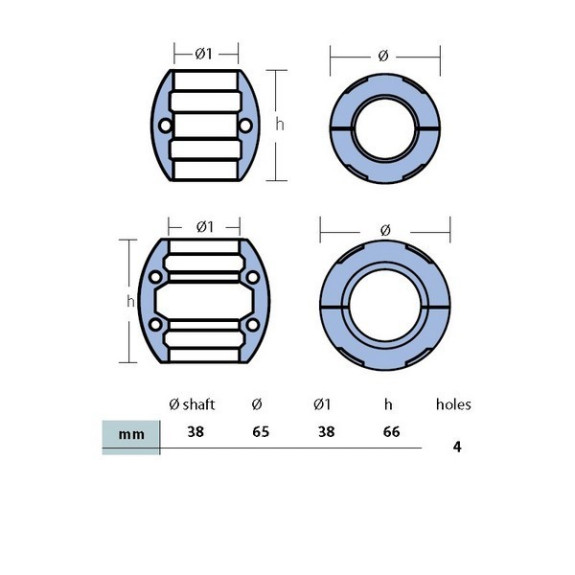 Anode noix d'arbre diamètre 38mm
