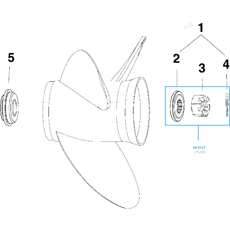 Kit écrou d'hélice Johnson Evinrude  de 15 à 35 cv