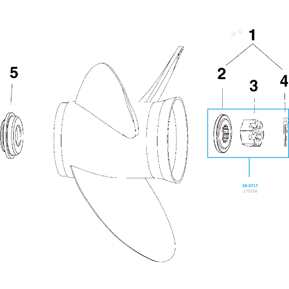 Kit d'écrou Hélice Johnson Evinrude  20 à 35 cv