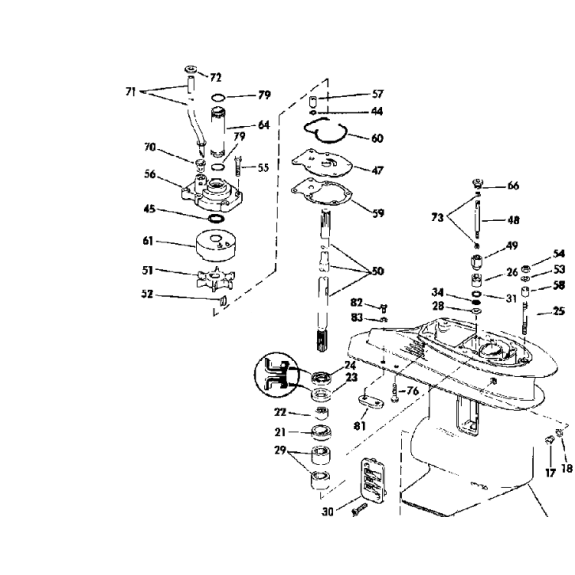 Kit  pompe à eau + corps Johnson Evinrude  20 à 35 cv