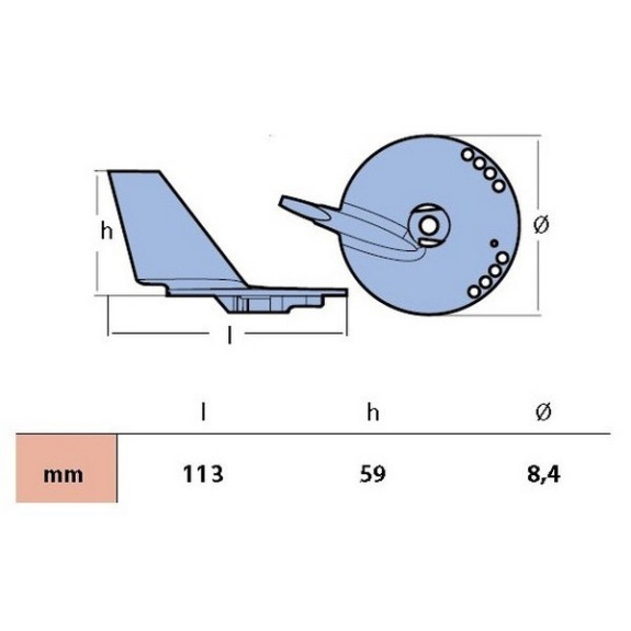 Anode dérive Aluminium DF60 à DF140