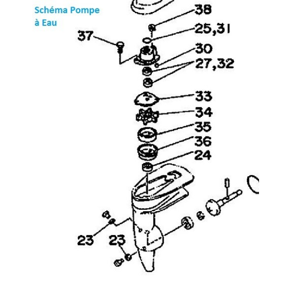 Kit POMPE à EAU + CORPS YAMAHA  2 cv