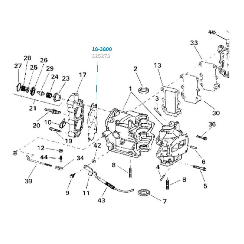 Joint de culasse Johnson Evinrude 5, 6 et 8cv