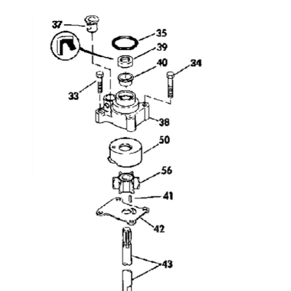 Kit pompe à eau + corps Johnson Evinrude  9.9 et 15 cv