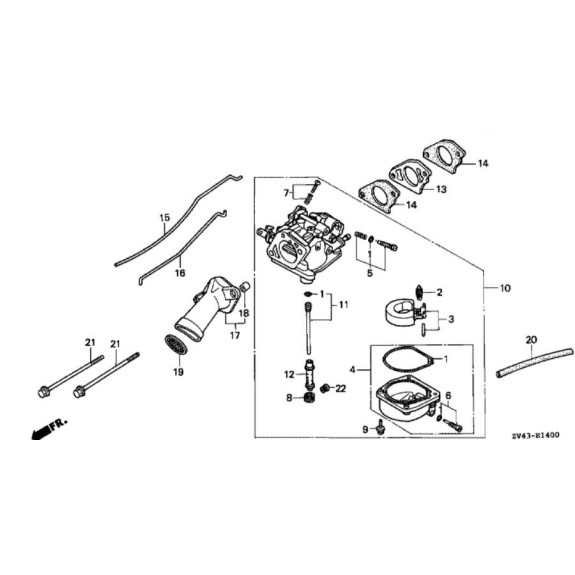 Kit Carburateur Honda BF9.9 et BF15 Avant  2002