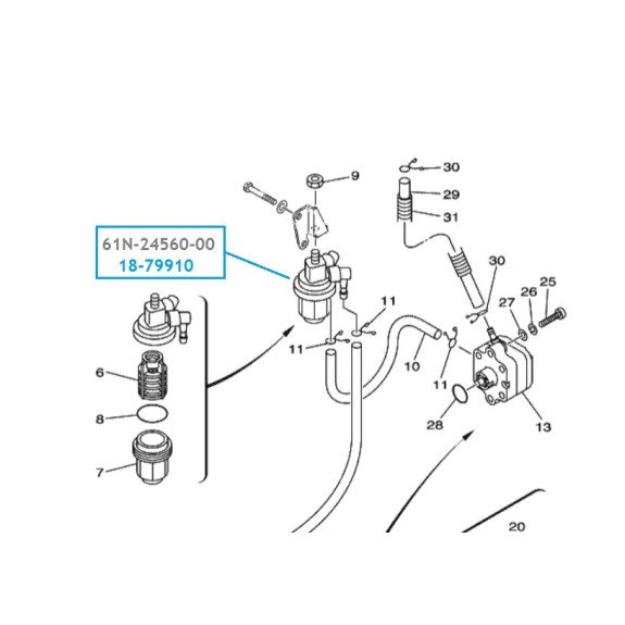 Filtre Essence YAMAHA F150, F200, F225 et F250