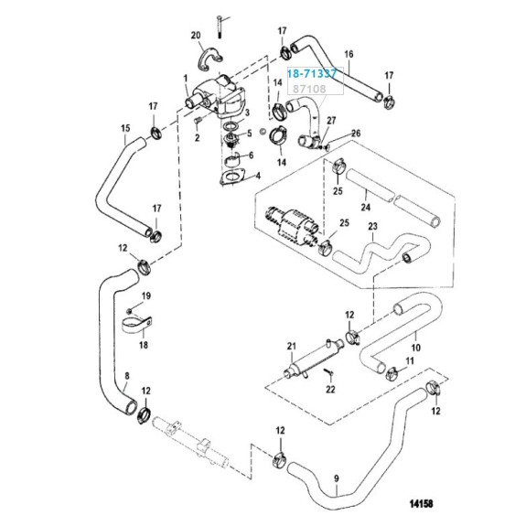 Durite d'eau pompe de circulation V6 et V8