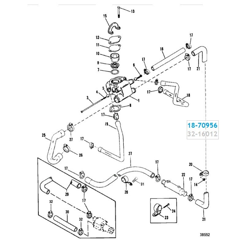 Mercruiser Refroidissement V8 durite 16012