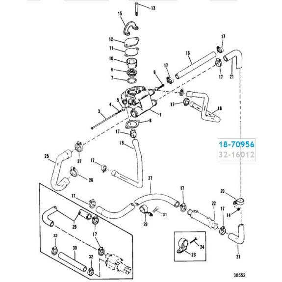 Mercruiser Refroidissement V8 durite 16012