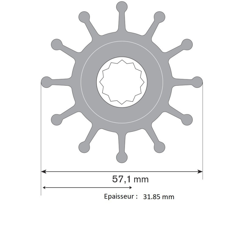 Turbine Néoprène Volvo GM V6/V8, 09-1027B-10