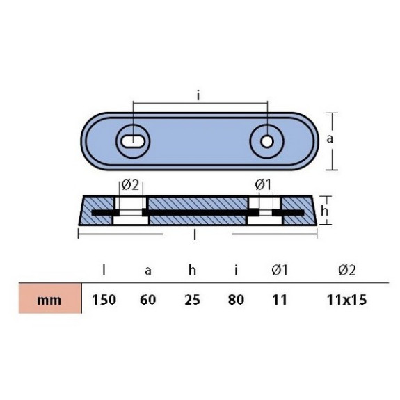 Anode Plaque zinc VETUS petit modèle