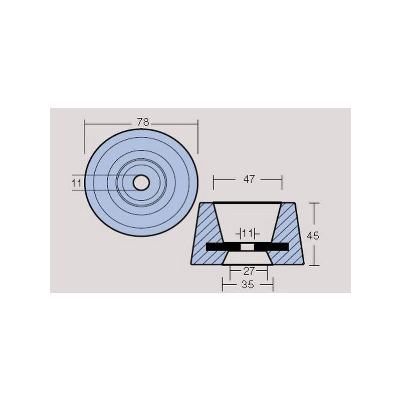 Anode propulseur Vetus d 78 mm