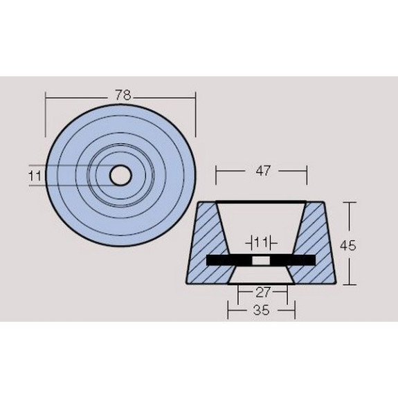 Anode propulseur Vetus d 78 mm