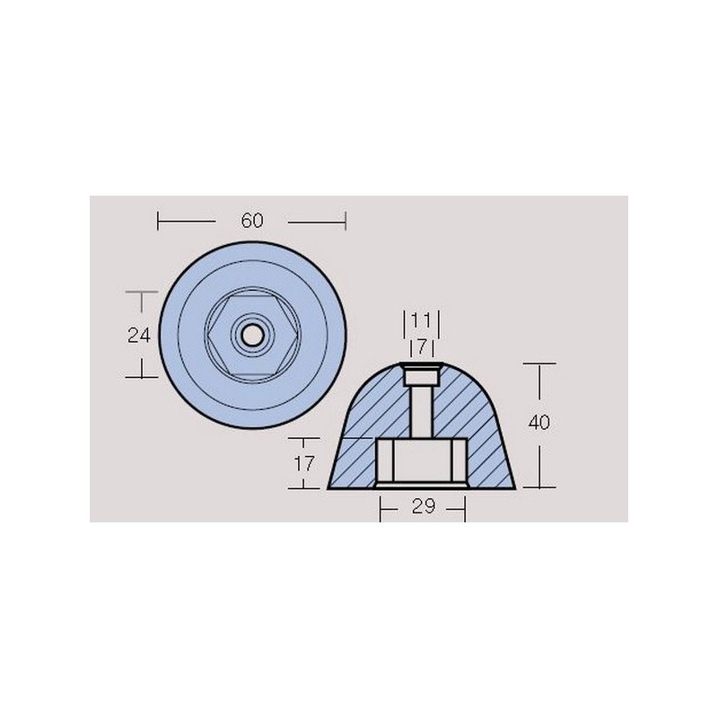 Anode propulseur VETUS  125, 130 et 160