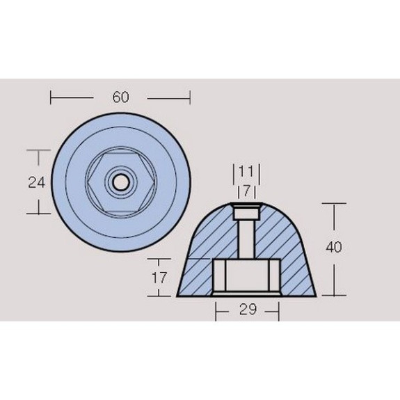 Anode propulseur VETUS  125, 130 et 160
