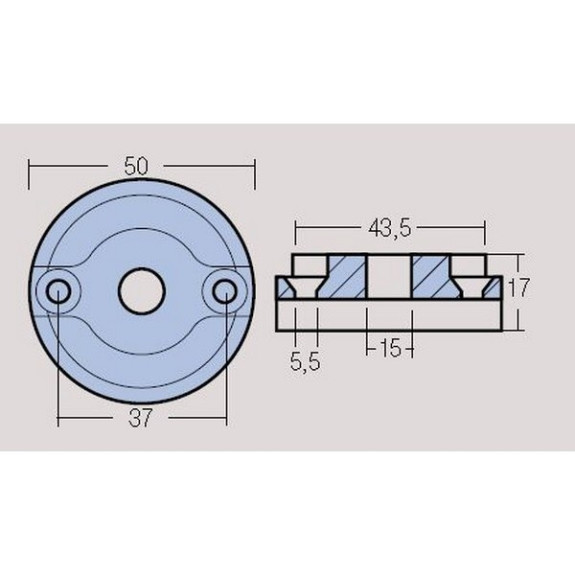 Anode propulseur d'étrave Vetus 35 et 55