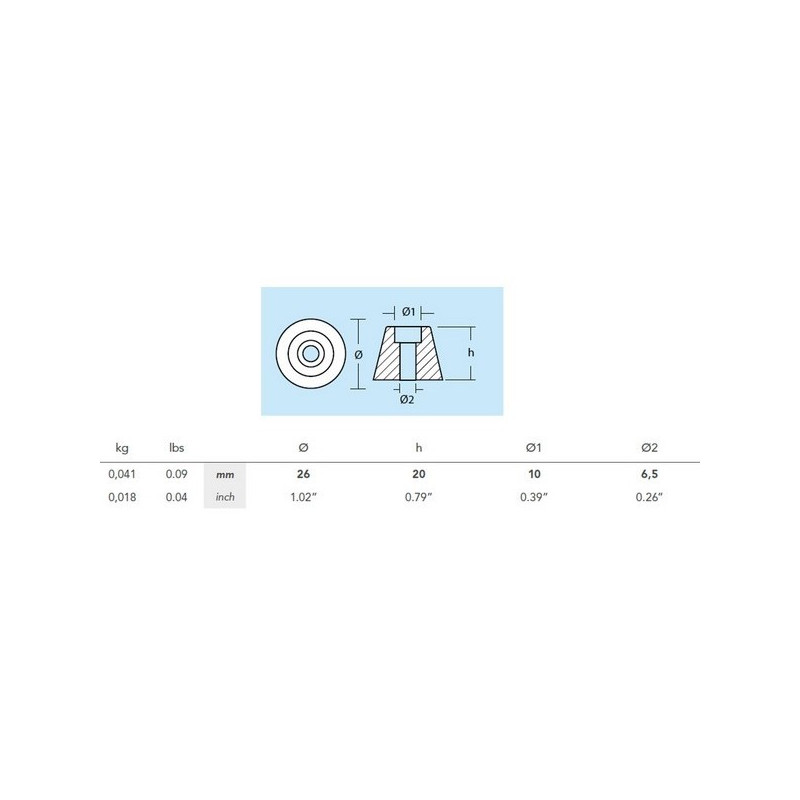 Anode propulseur Vetus d 78 mm