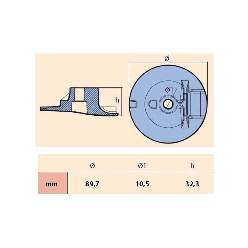 ANODE PLATE EMBASE YAMAHA F200 A F350 ALUMINIUM