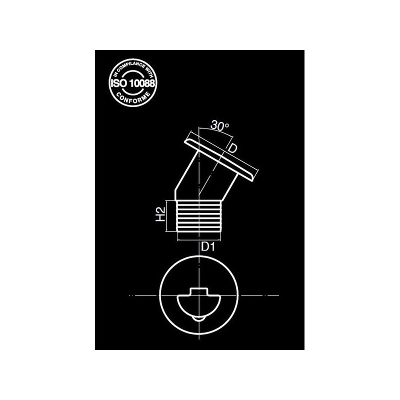 Nable carburant bateau Laiton incliné - D38mm